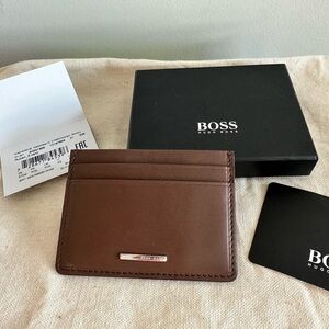 Hugo Boss Dark Brown Leather Card Holder